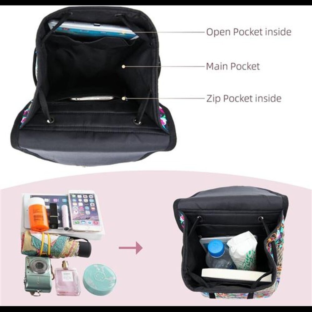 Vintage Embroidered Women Backpack Ethnic Travel Handbag Shoulder Bag - Picture 5 of 7